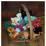 Basket of Assorted Ty Beanie Babies