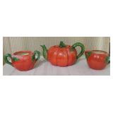 Vintage Tomato Tea Pot, Cream and Sugar