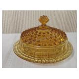 Amber Glass Covered Cheese Keeper *