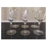 Port/Tasting Etched Glasses -Set of 6