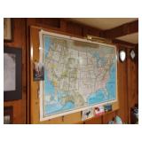 Map of the United States On Cork Board
