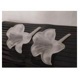 Pair of Frosted Glass Art Flowers
