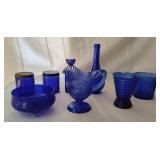 Assorted Cobalt Blue Glass Pieces
