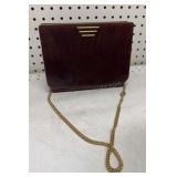 vintage IPES brown tortoise-shell Lucite clutch