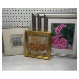 Framed Flower Lithograph, Pressed & Photos