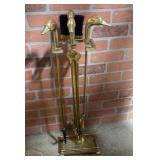 brass Duck fireplace tool set