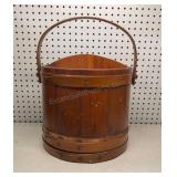 vintage primitive wood bucket with divider