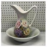 Hand painted wash basin and vase
