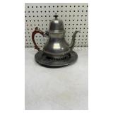 John somers Brazilian pewder teapot and plate