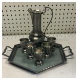 Amearte Brazilian pewter pitcher and cup set