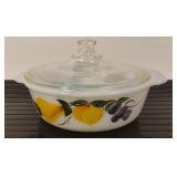 Vintage Fire King Fruits Lidded Casserole
