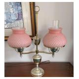 Pink Hobnail Student Lamp
