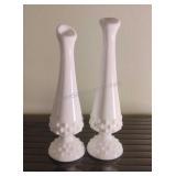 Fenton/Milk Glass Hobnail Vases