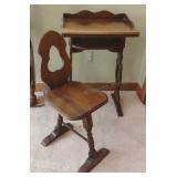 Small Antique Writing Slope Desk with Chair