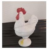 Milk Glass Standing Rooster Covered Candy Dish