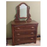 Antique Walnut Dresser w/Mirror