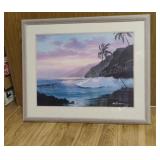 Large Framed Rick Lawrence Hawaiian Seascape Art