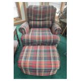 Hancock & Moore Upholstered Arm Chair & Ottoman