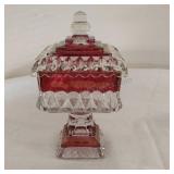 Vintage Ruby Flashed Glass Candy Dish *