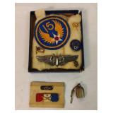 WWII Sterling Aerial Gunner Badge Pin, Ribbon Bar