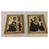 Vintage Reverse Glass Painted Silhouettes