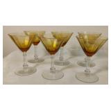 Vintage Amber Etched Cocktail Glasses Set of 6*
