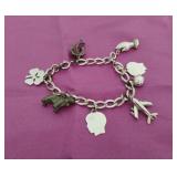 Vintage Sterling Silver Charm Bracelet w/Assorted/