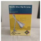 Metallic Silver Clip On Lamp Unused