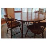 Maple Kitchen Table w/Drop Down Sides &  4 Chairs