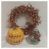 Pumpkin Wreath, Ceramic Cut Out Pumpkin & More
