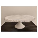 Fenton Silver Crest Milk Glass Pedestal Cake Plate