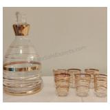 MCM Decanter Bottle w/6 Shot Glass Set