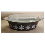 Pyrex Black Snowflake Oval Casserole