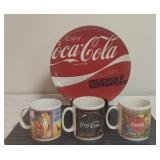 Coca Cola Plate and Assorted Mugs