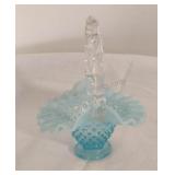 Fenton Blue Opalescent Hobnail Glass Basket