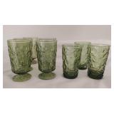 Vintage Green Glass Juice Glasses