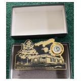 Brass LIONS of Michigan Desk Clock