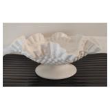 Fenton Hobnail Milk Glass Ruffled Bowl