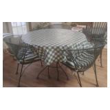 Outdoor Wrought Iron Table & Chair Set w/Cushions
