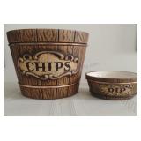 Ceramic Barrel Chip & Dip Bowls