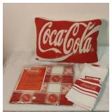 Coca Cola Kitchen Towels, Basket and Toss Pillow