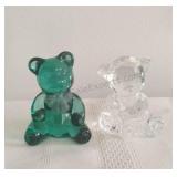 Waterford Crystal & Unmarked Green Glass Bears