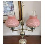 Pink Hobnail Student Lamp