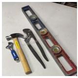 Tool lot hammer channel locks level small wrench