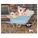 Welcome Cat Metal Yard Sign