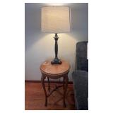 Lamp & Antique Round Side Table 17.5x26