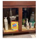 Contents of under sink kitchen cabinet.