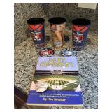 Baseball lot book, coasters and cups