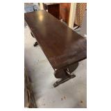 Vintage wood console table dark brown