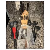 Farber knives in wood block not complete. with